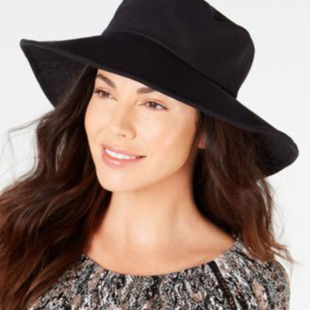 Inc International Concepts Solid Floppy Hat (black, One Size)